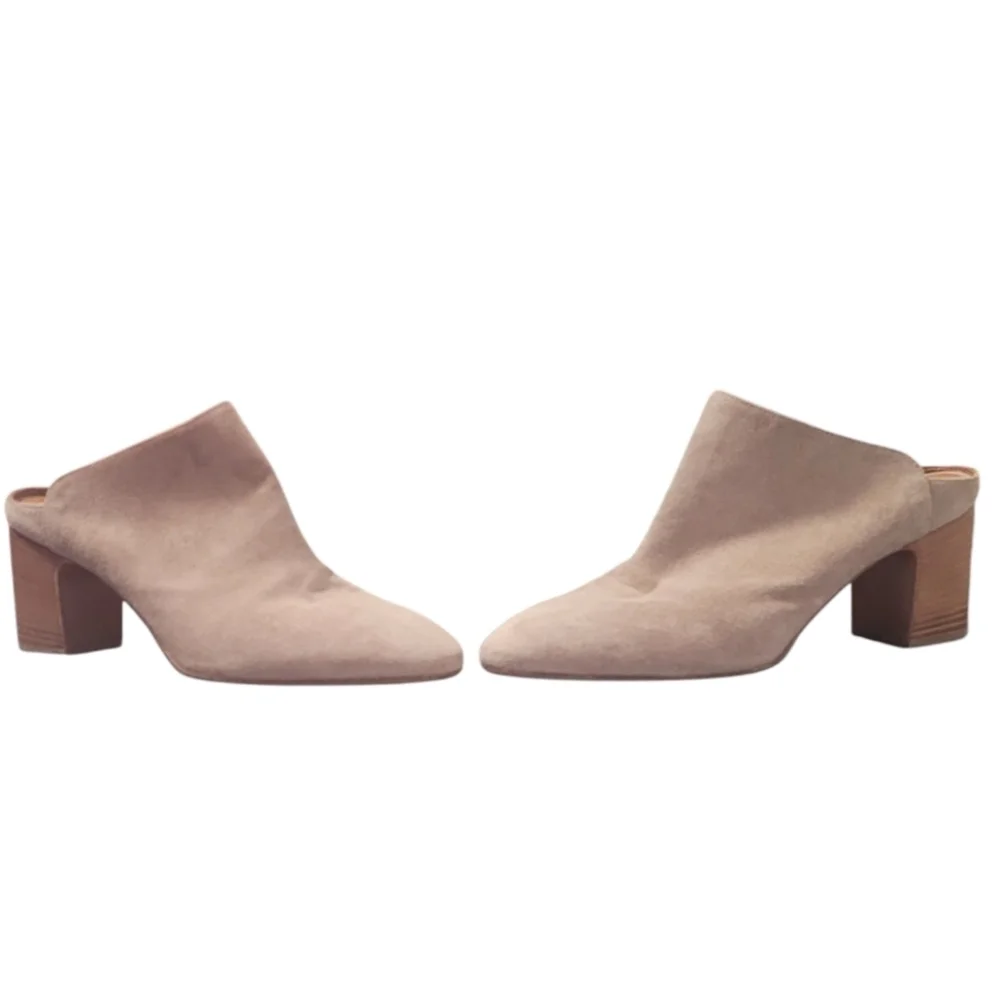 Aquatalia Elisabetta Slip-on Suede Block Heel Mule Booties - 10.5 - Tan